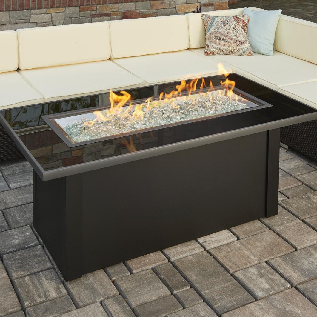 The Outdoor GreatRoom Company Monte Carlo Linear Gas Fire Pit Table (MCR-1242-BLK-K) Fire Pit Table The Outdoor GreatRoom Company   