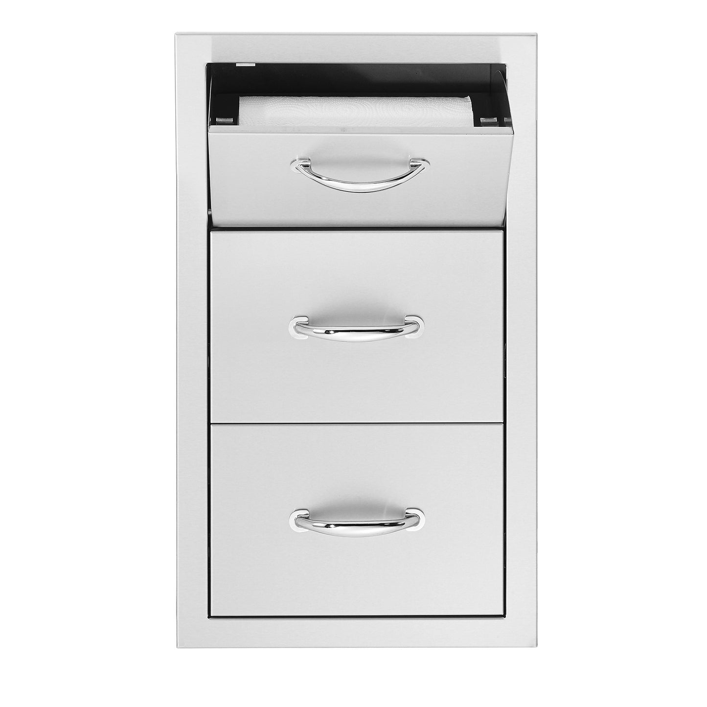 Summerset 17" Vertical 2-Drawer & Paper Towel Combo w/ Masonry Frame Return SSTDC-17M Masonry Drawers Summerset   