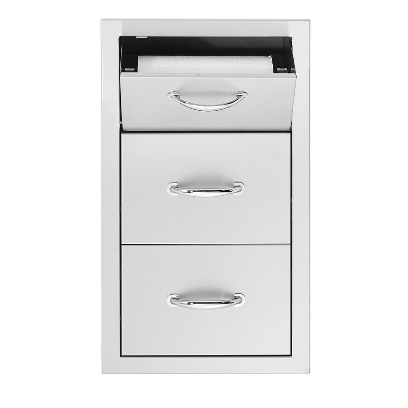Summerset 17" Vertical 2-Drawer & Paper Towel Combo w/ Masonry Frame Return SSTDC-17M Masonry Drawers Summerset   