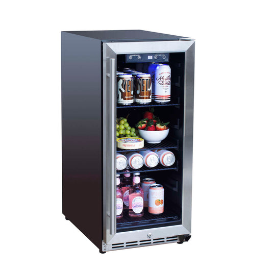 Summerset SSRFR-15G Outdoor Glass Door Fridge - 15" Stainless Steel Refrigerator Summerset   