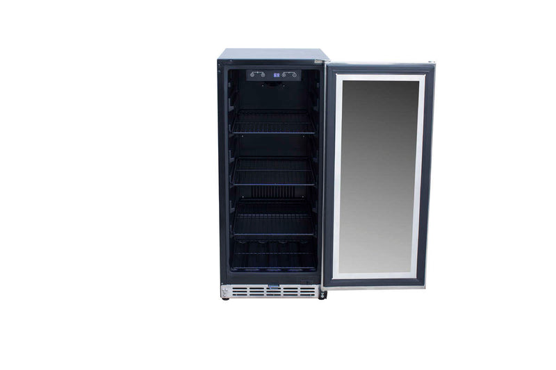 Summerset SSRFR-15G Outdoor Glass Door Fridge - 15" Stainless Steel Refrigerator Summerset   