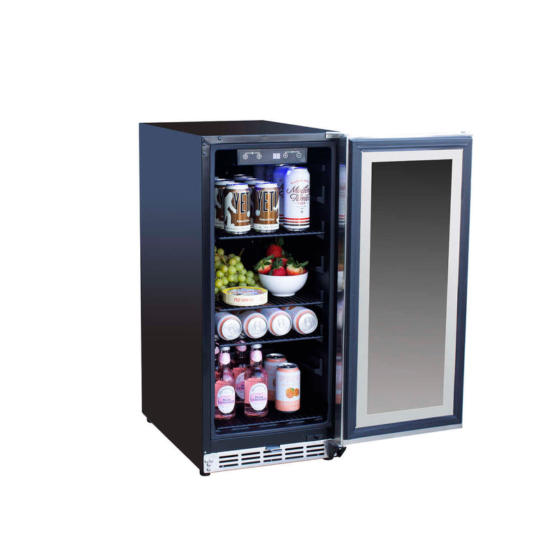 Summerset SSRFR-15G Outdoor Glass Door Fridge - 15" Stainless Steel Refrigerator Summerset   