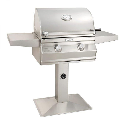 Fire Magic Choice Multi-User Accessible 24" Gas Grill w/ Analog Thermometer on Patio Post Patio Post Grill Fire Magic   