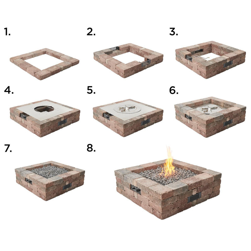 The Outdoor GreatRoom Company 51" Bronson Block Square Gas Fire Pit Kit (BRON5151-K) Fire Pit Kit The Outdoor GreatRoom Company   