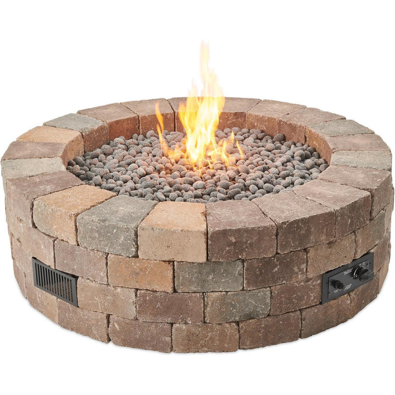 The Outdoor GreatRoom Company 51" Bronson Block Round Gas Fire Pit Kit (BRON52-K) Fire Pit Kit The Outdoor GreatRoom Company   