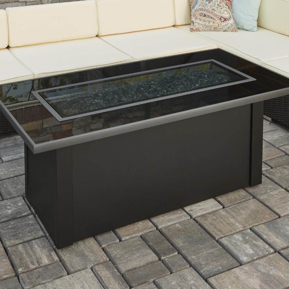 The Outdoor GreatRoom Company Monte Carlo Linear Gas Fire Pit Table (MCR-1242-BLK-K) Fire Pit Table The Outdoor GreatRoom Company   