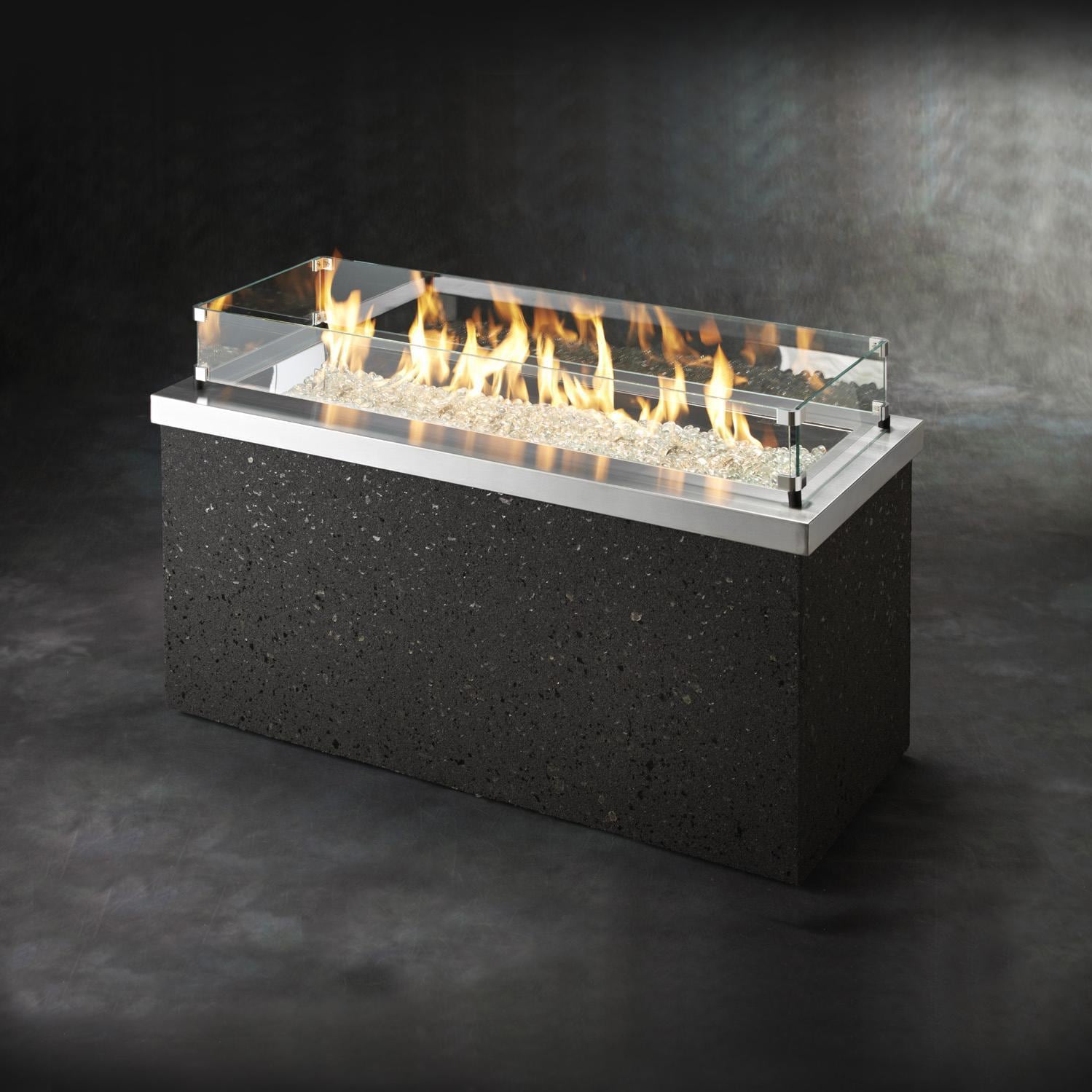 The Outdoor GreatRoom Company 48" Stainless Steel Key Largo Linear Gas Fire Pit Table (KL-1242-SS) Fire Pit Table The Outdoor GreatRoom Company   