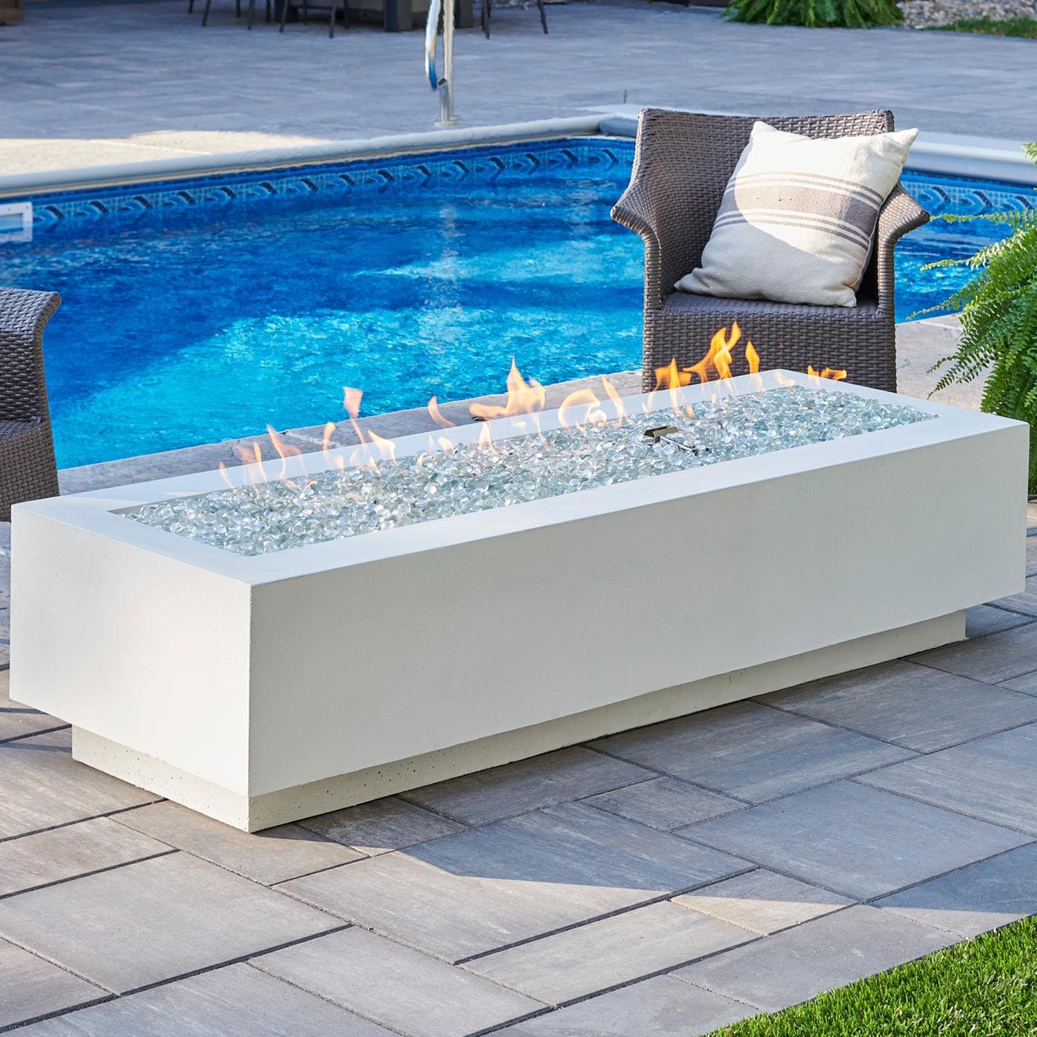 The Outdoor GreatRoom Company White Cove 72" Linear Gas Fire Table (CV-72WT) Fire Pit Table The Outdoor GreatRoom Company   