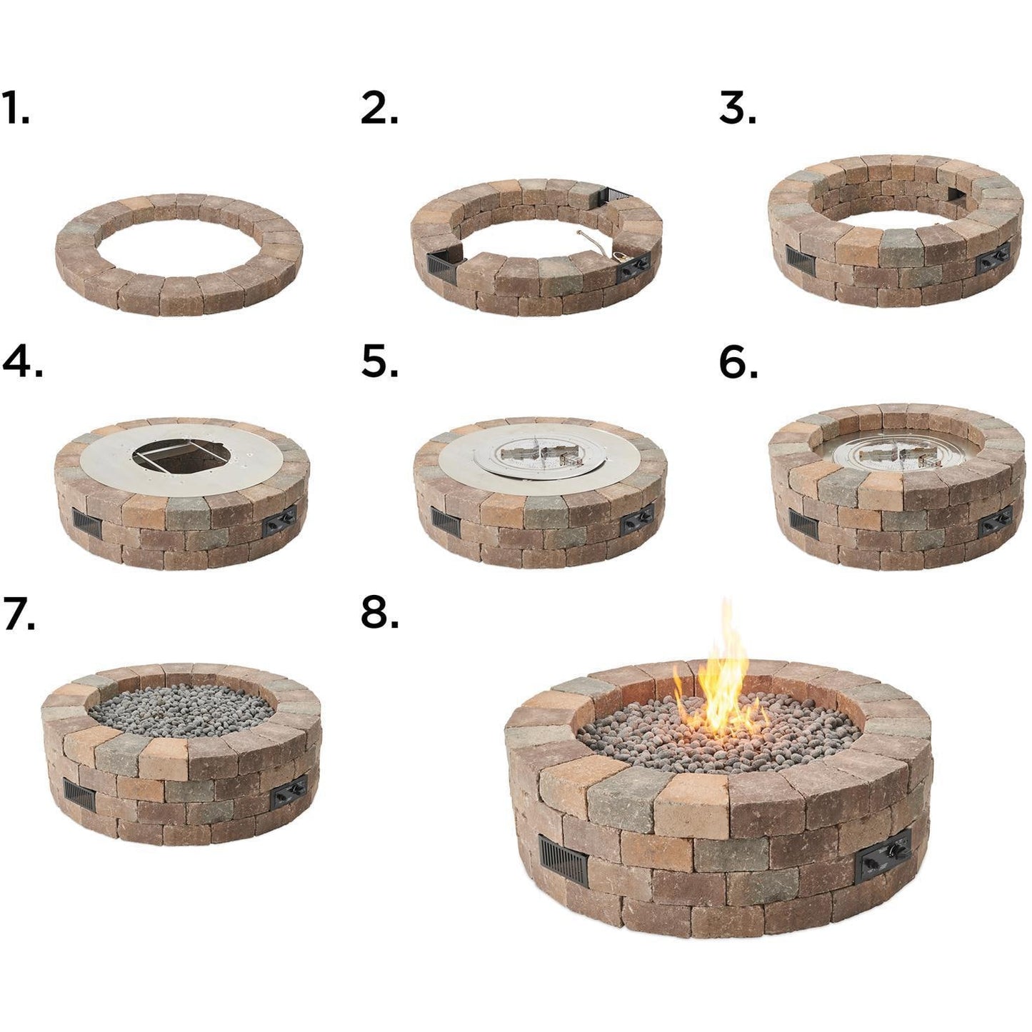 The Outdoor GreatRoom Company 51" Bronson Block Round Gas Fire Pit Kit (BRON52-K) Fire Pit Kit The Outdoor GreatRoom Company   