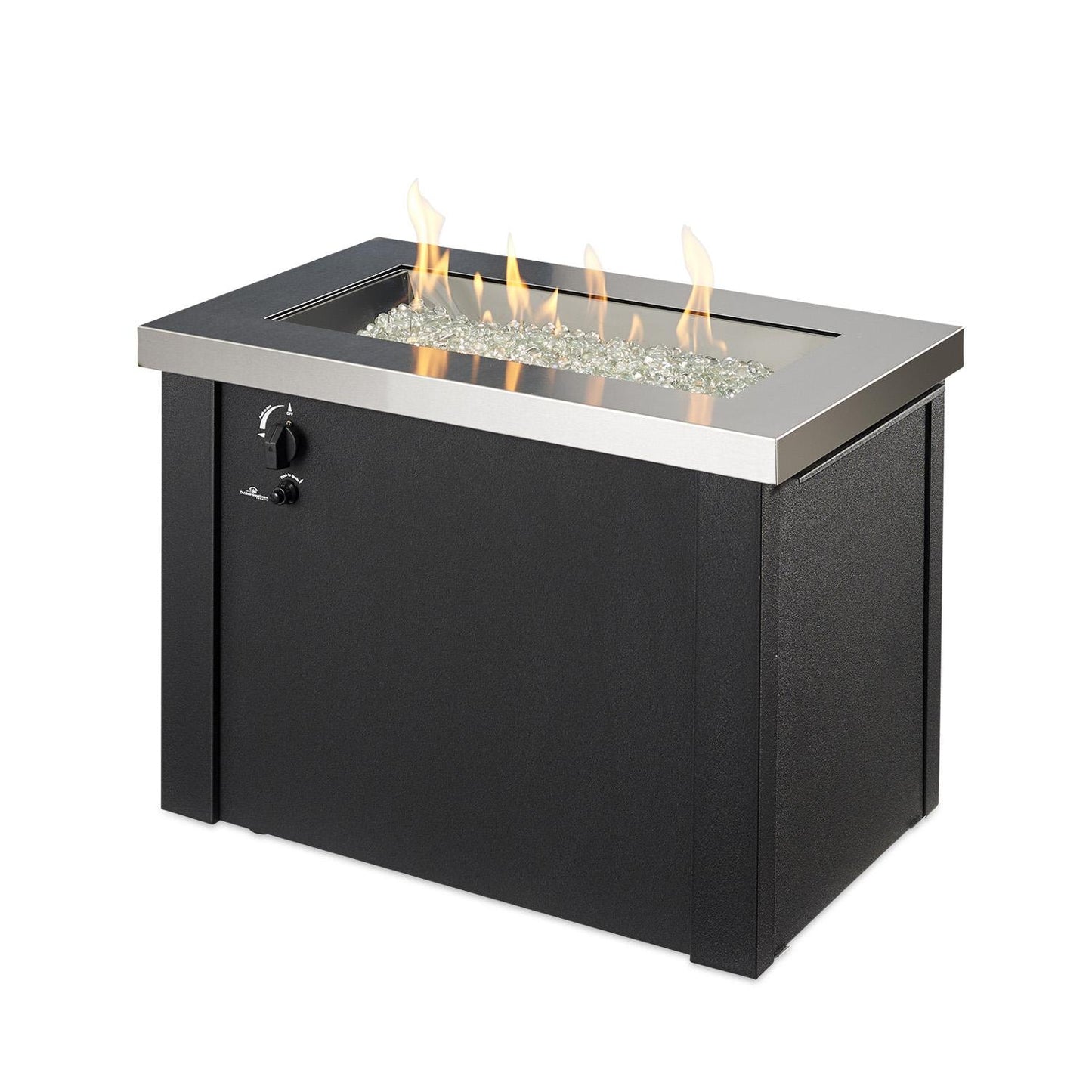 The Outdoor GreatRoom Company 32" Stainless Steel Providence Rectangular Gas Fire Pit Table (PROV-1224-SS) Fire Pit Table The Outdoor GreatRoom Company   