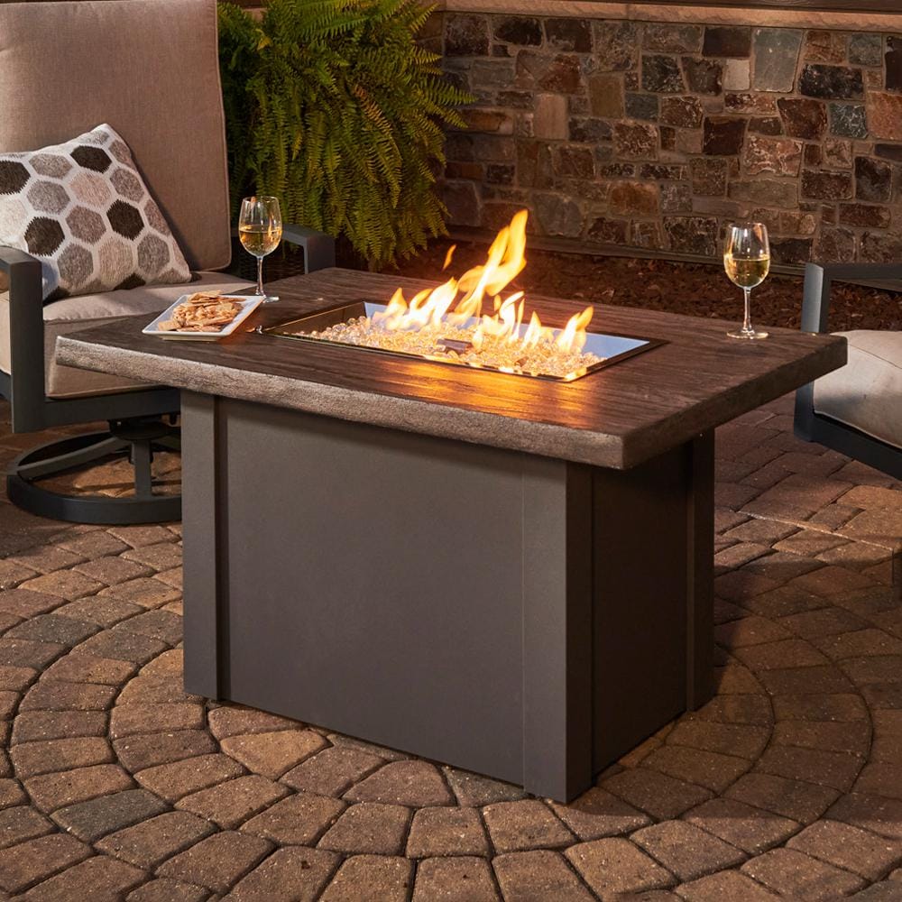 The Outdoor GreatRoom Company 44" Driftwood Havenwood Rectangular Gas Fire Pit Table with Grey Base (HVDG-1224-K) Fire Pit Table The Outdoor GreatRoom Company   