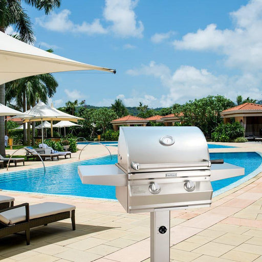 Fire Magic Choice Multi-User Accessible 24" Gas Grill w/ Analog Thermometer on Patio Post Patio Post Grill Fire Magic   