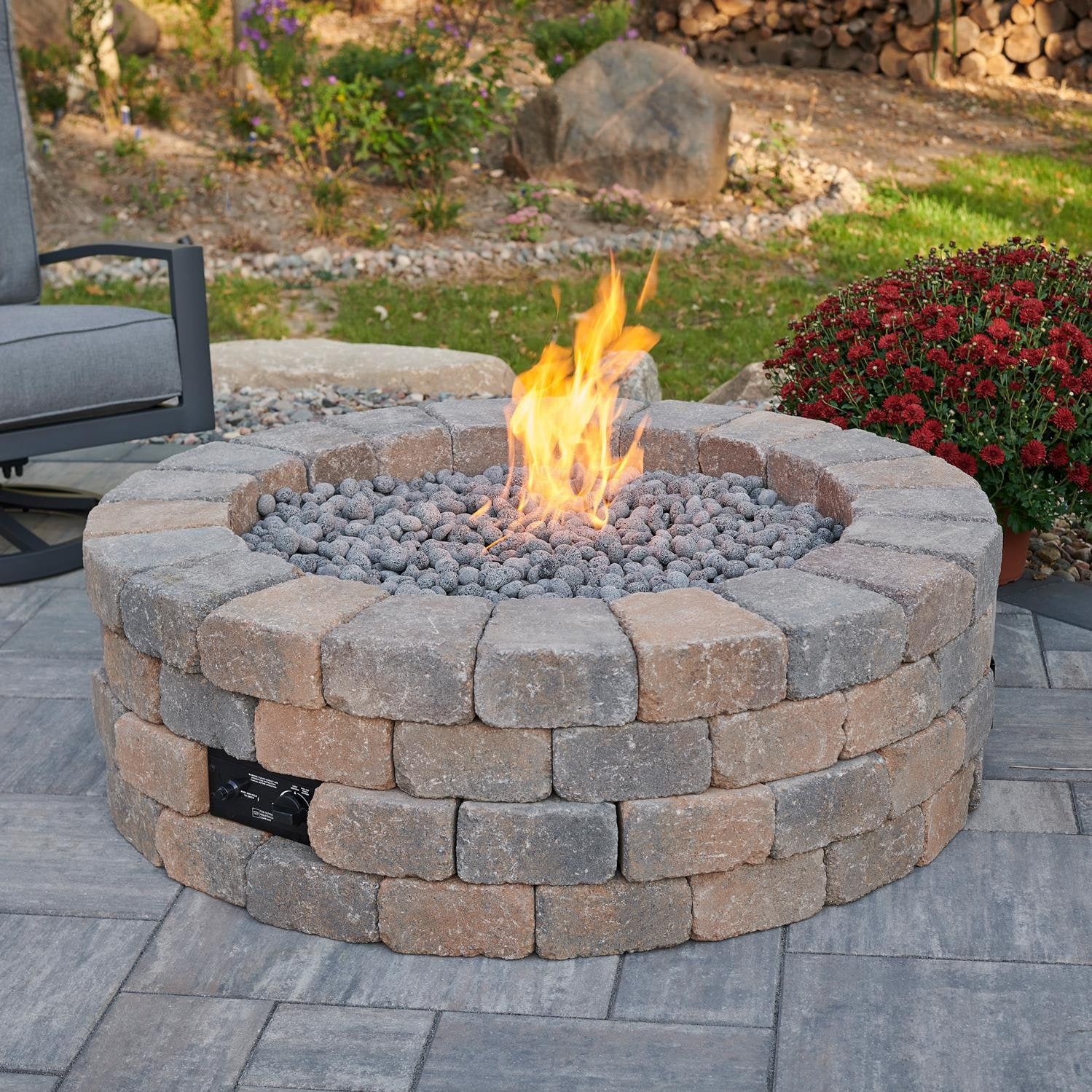 The Outdoor GreatRoom Company 51" Bronson Block Round Gas Fire Pit Kit (BRON52-K) Fire Pit Kit The Outdoor GreatRoom Company   