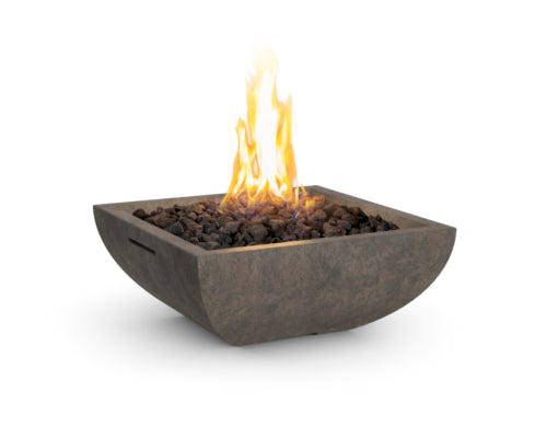 American Fyre Designs 30" Bordeaux Petite Square Gas Fire Bowl Fire Bowls American Fyre Designs Dark Basalt Natural Gas 