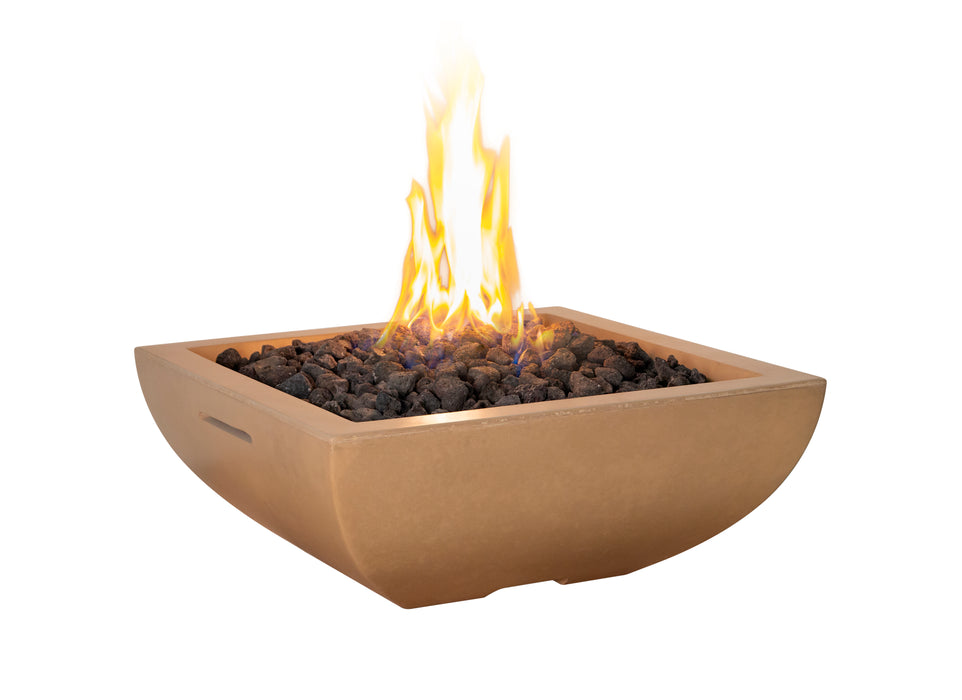 American Fyre Designs 30" Bordeaux Petite Square Gas Fire Bowl Fire Bowls American Fyre Designs Cafe Blanco Natural Gas 
