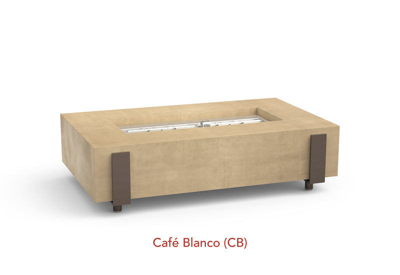 American Fyre Designs 60" Iron Saddle Gas Firetable Fire Pit Table American Fyre Designs Cafe Blanco Propane Gas Manual Ignition System