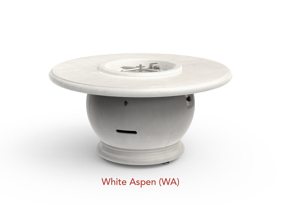 American Fyre Designs Elegant 48" Amphora Gas Firetable Fire Pit Table American Fyre Designs White Aspen Propane Gas 