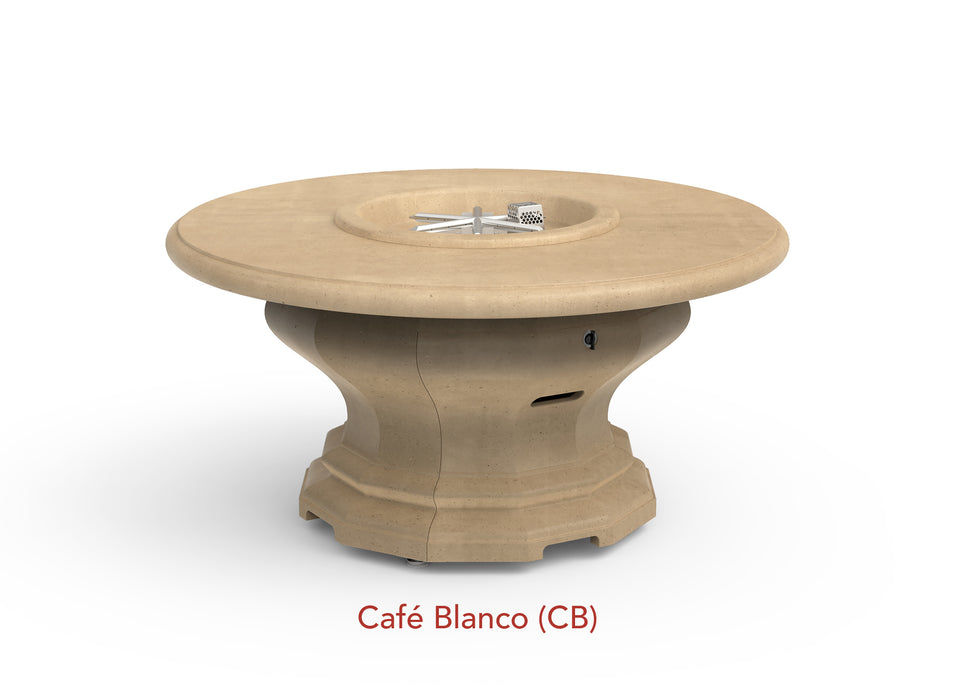American Fyre Designs 48" Inverted Round Gas Firetable Fire Pit Table American Fyre Designs Cafe Blanco Propane Gas 