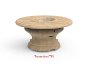 American Fyre Designs 48" Inverted Round Gas Firetable Fire Pit Table American Fyre Designs Travertine Propane Gas 