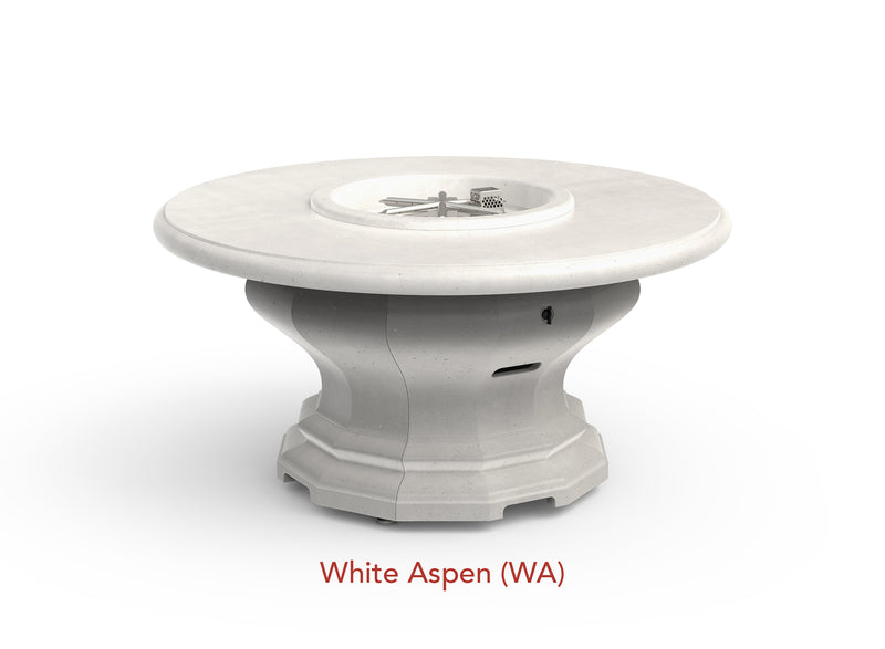 American Fyre Designs 48" Inverted Round Gas Firetable Fire Pit Table American Fyre Designs White Aspen Propane Gas 