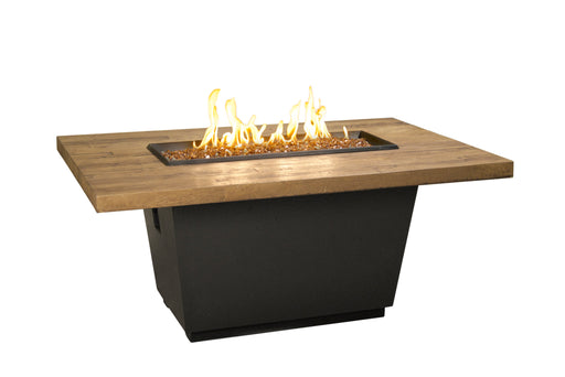 American Fyre Designs 54" Reclaimed Wood Cosmopolitan Rectangle Gas Firetable Fire Pit Table American Fyre Designs French Barrel Oak Propane Gas Manual Ignition System