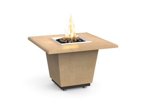 American Fyre Designs 36" Cosmopolitan Square Gas Firetable Fire Pit Table American Fyre Designs Cafe Blanco Propane Gas Manual Ignition System