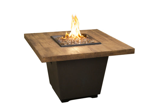American Fyre Designs 36" Reclaimed Wood Cosmopolitan Square Gas Firetable Fire Pit Table American Fyre Designs French Barrel Oak Propane Gas Manual Ignition System