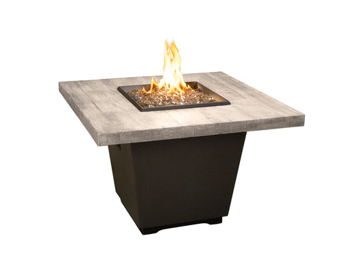 American Fyre Designs 36" Reclaimed Wood Cosmopolitan Square Gas Firetable Fire Pit Table American Fyre Designs Silver Pine Propane Gas Manual Ignition System