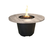 American Fyre Designs 48" Reclaimed Wood Cosmopolitan Round Gas Firetable Fire Pit Table American Fyre Designs Silver Pine Propane Gas Manual Ignition System
