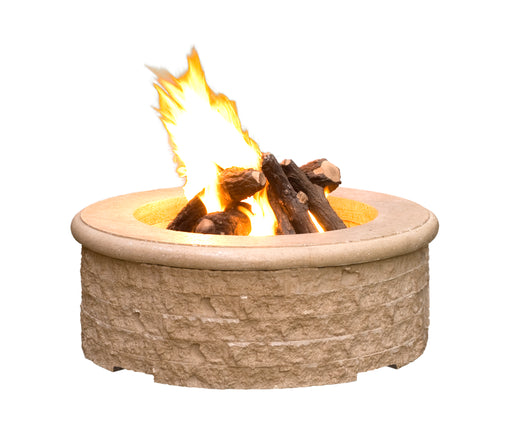 American Fyre Designs 39" Chiseled Round Gas Fire Pit Fire Pit Table American Fyre Designs Cafe Blanco Natural Gas Manual Ignition System