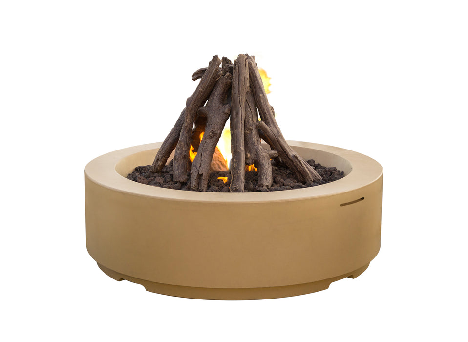 American Fyre Designs 48" Louvre Round Gas Fire Pit Fire Pit Table American Fyre Designs Cafe Blanco Natural Gas Manual Ignition System