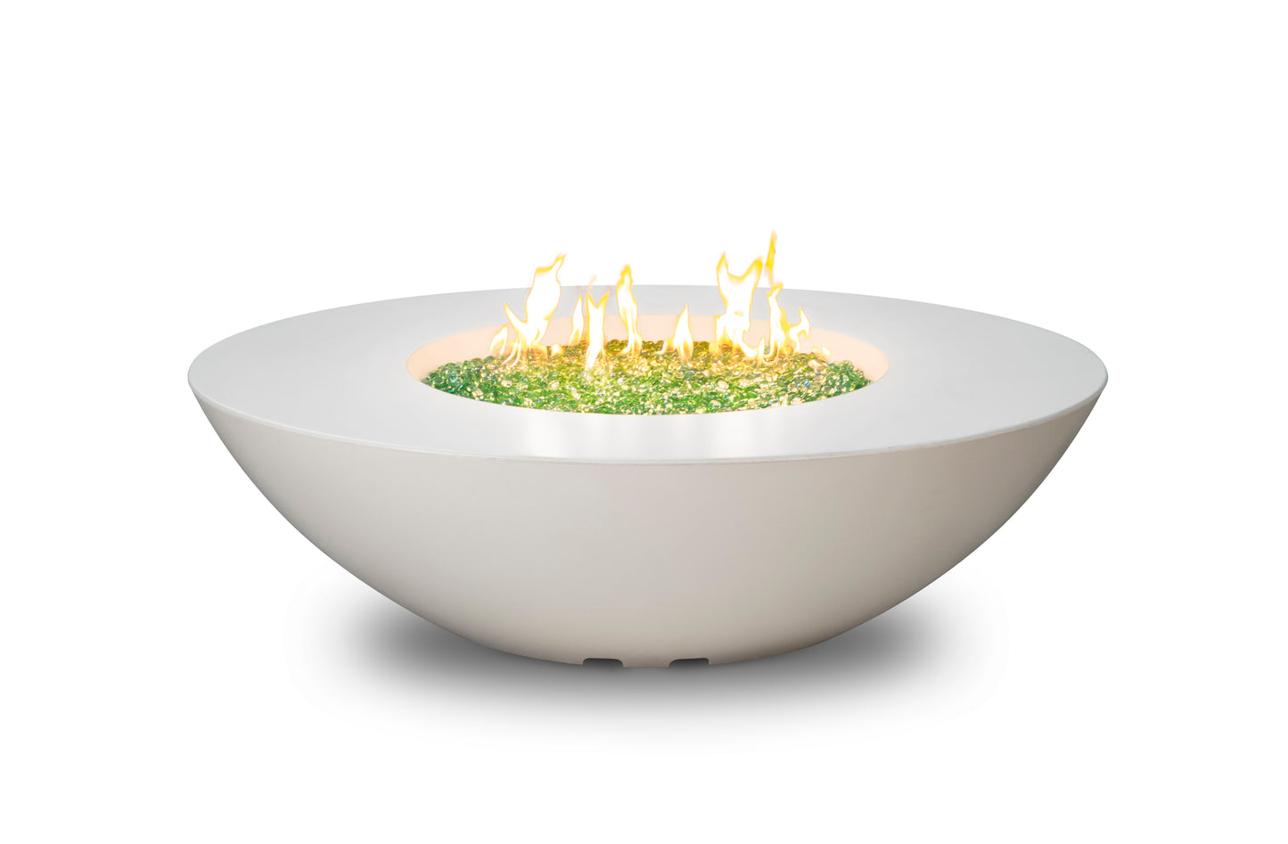 American Fyre Designs 60" Calais Oval Firetable - Sleek Oval Fire Pit Table American Fyre Designs White Aspen Propane Gas Manual Ignition System