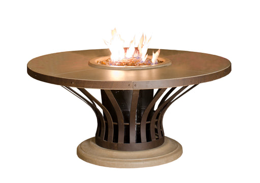 American Fyre Designs 54" Fiesta Round Gas Firetable Fire Pit Table American Fyre Designs Cafe Blanco Propane Gas 