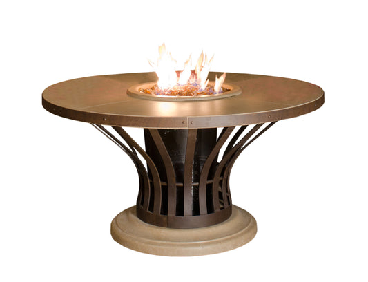 American Fyre Designs 54" Fiesta Round Dining Gas Firetable Fire Pit Table American Fyre Designs Cafe Blanco Natural Gas 