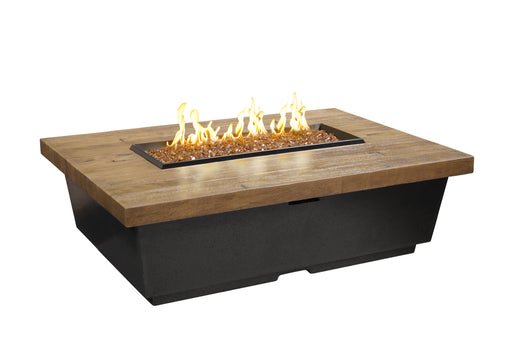 American Fyre Designs 54" Reclaimed Wood Contempo Rectangle Gas Firetable Fire Pit Table American Fyre Designs French Barrel Oak Propane Gas Manual Ignition System