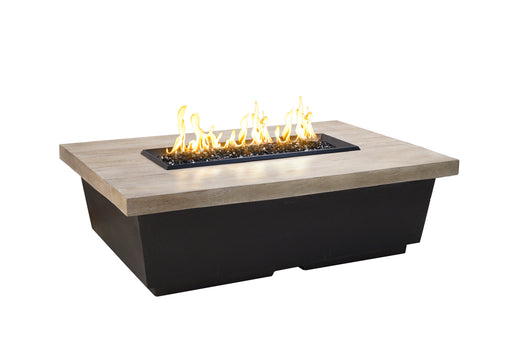 American Fyre Designs 54" Reclaimed Wood Contempo Rectangle Gas Firetable Fire Pit Table American Fyre Designs Silver Pine Propane Gas Manual Ignition System