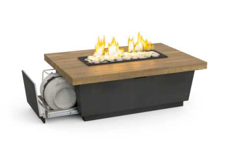 American Fyre Designs 52" Reclaimed Wood Contempo LP Select Firetable Fire Pit Table American Fyre Designs French Barrel Oak  