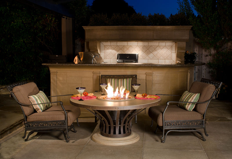 American Fyre Designs 54" Fiesta Round Dining Gas Firetable Fire Pit Table American Fyre Designs   