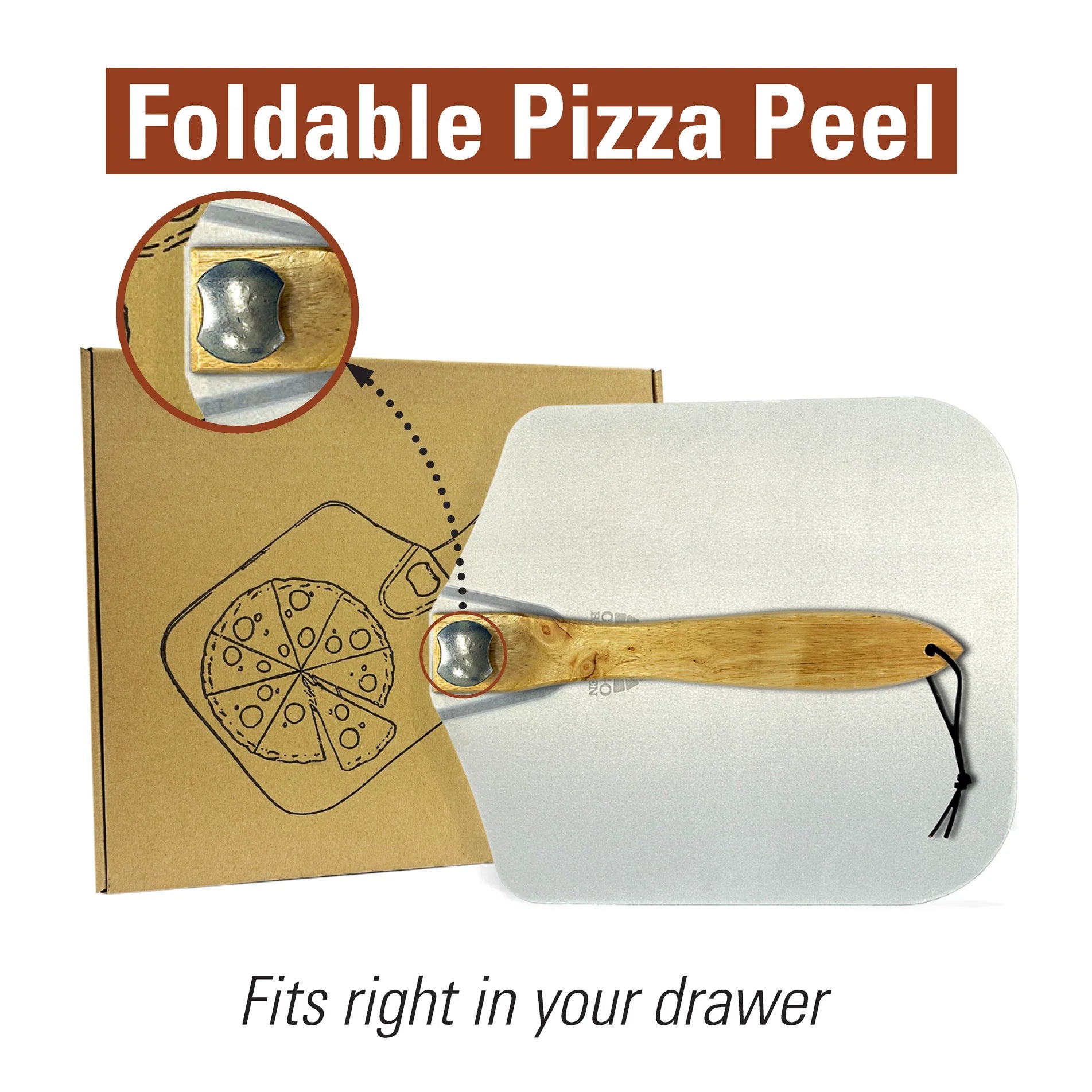 Chicago Brick Oven Aluminum Pizza Peel 12" x 14" With Foldable Wooden Handle - 25" Long Pizza Peel Chicago Brick Oven (CBO)   