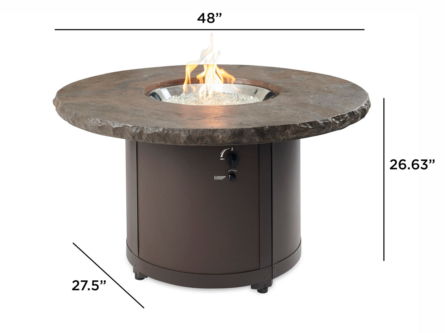 The Outdoor GreatRoom Company 48" Marbleized Noche Beacon Round Gas Fire Pit Table (BC-20-MNB) Fire Pit Table The Outdoor GreatRoom Company   