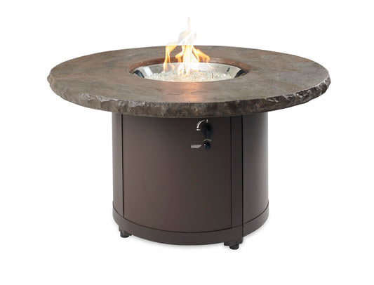 The Outdoor GreatRoom Company 48" Marbleized Noche Beacon Round Gas Fire Pit Table (BC-20-MNB) Fire Pit Table The Outdoor GreatRoom Company   