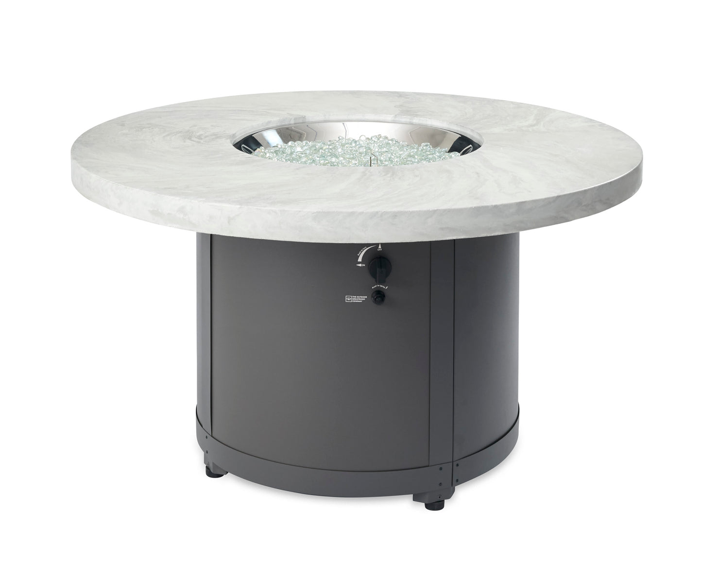 The Outdoor GreatRoom Company 48" White Onyx Beacon Round Gas Fire Pit Table (BC-20-WO) Fire Pit Table The Outdoor GreatRoom Company   