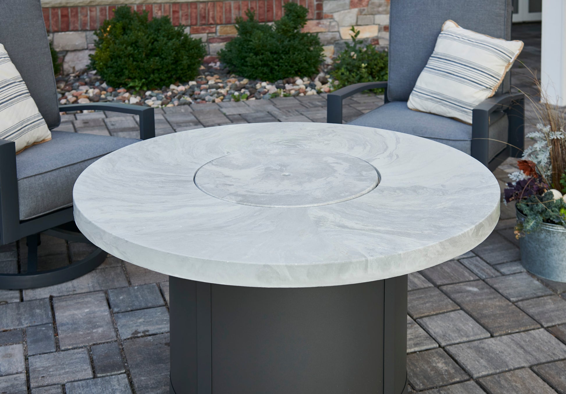 The Outdoor GreatRoom Company 48" White Onyx Beacon Round Gas Fire Pit Table (BC-20-WO) Fire Pit Table The Outdoor GreatRoom Company   