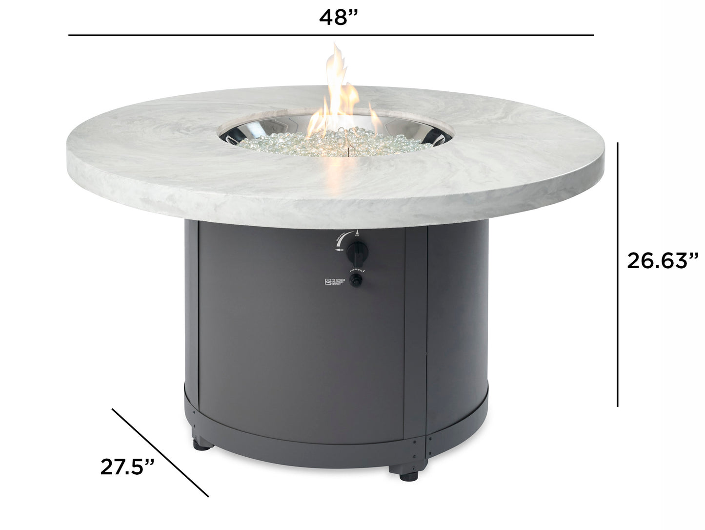 The Outdoor GreatRoom Company 48" White Onyx Beacon Round Gas Fire Pit Table (BC-20-WO) Fire Pit Table The Outdoor GreatRoom Company   