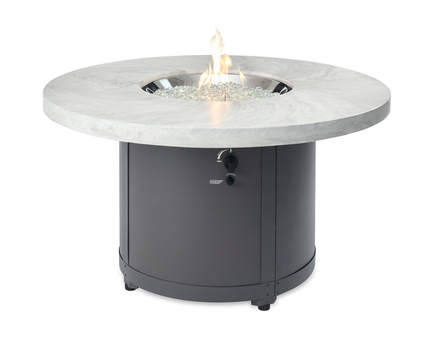 The Outdoor GreatRoom Company 48" White Onyx Beacon Round Gas Fire Pit Table (BC-20-WO) Fire Pit Table The Outdoor GreatRoom Company   