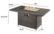The Outdoor GreatRoom Company Brooks 50" Rectangular Gas Fire Pit Table (BRK-1224-19-K) Fire Pit Table The Outdoor GreatRoom Company   