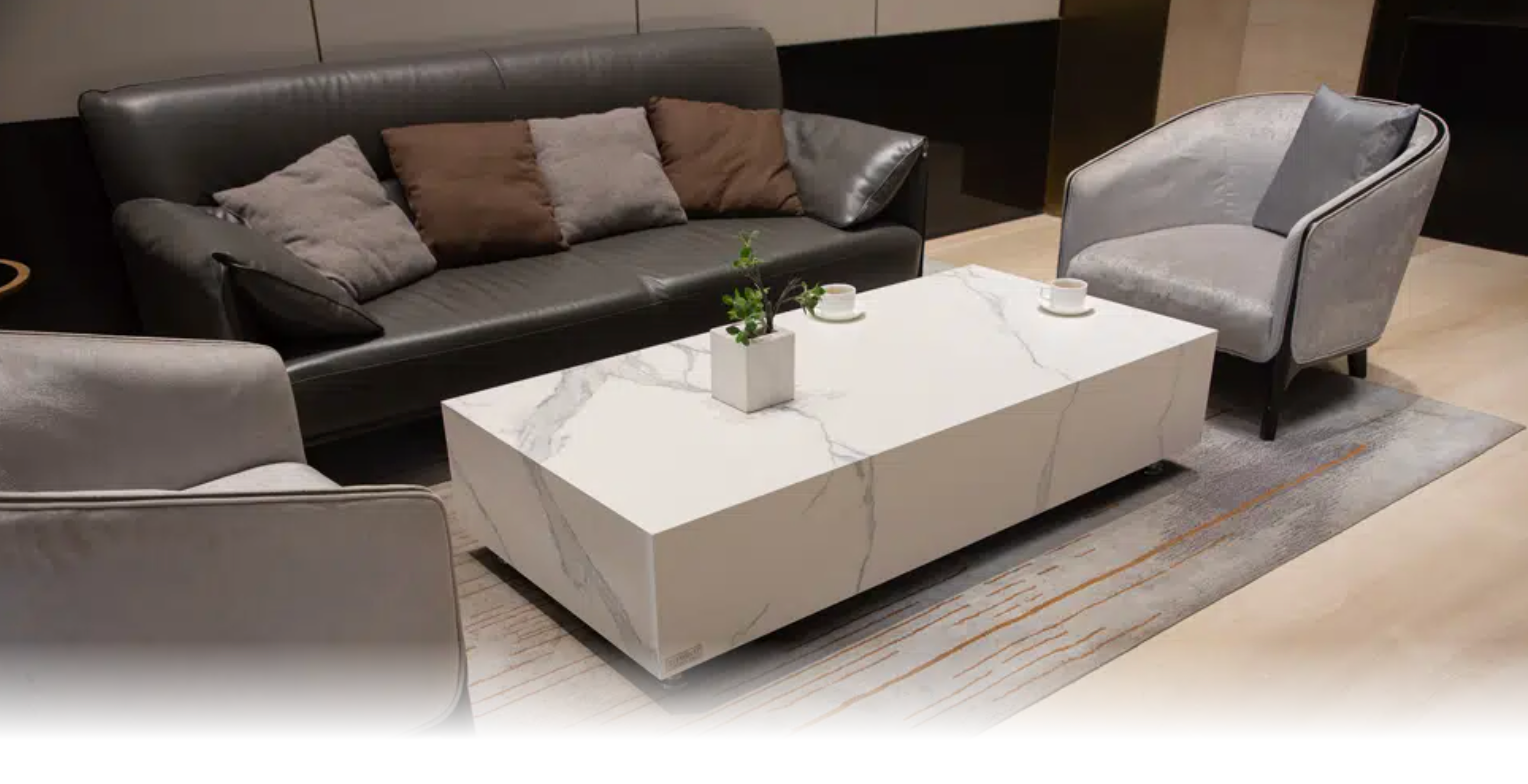 Elementi Home Bianco Marble Porcelain Coffee Table Coffee Table Elementi Rectangular  