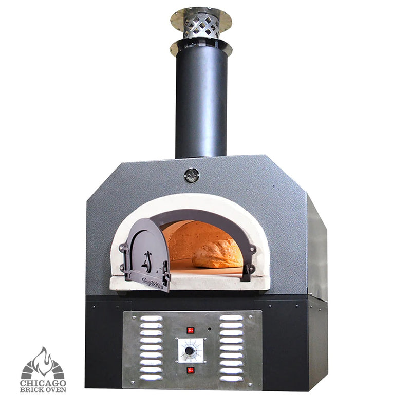 Chicago Brick Oven Hybrid Gas & Wood-Fired CBO-750 Countertop Pizza Oven with Skirt Pizza Oven Chicago Brick Oven (CBO) Silver Vein Propane Commercial