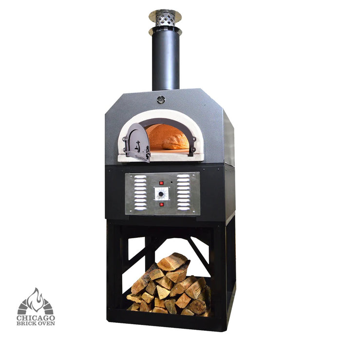 Chicago Brick Oven CBO-750 Hybrid Gas & Wood-Fired Pizza Oven On Stand Pizza Oven Chicago Brick Oven (CBO) Silver Vein Propane Commercial