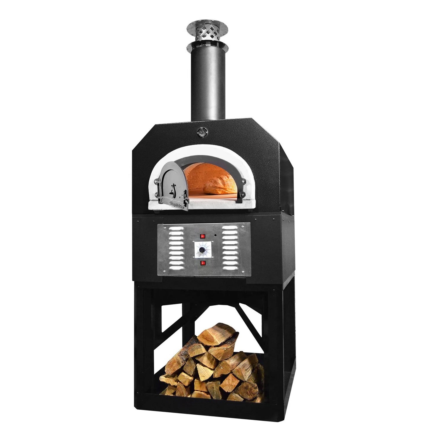 Chicago Brick Oven CBO-750 Hybrid Gas & Wood-Fired Pizza Oven On Stand Pizza Oven Chicago Brick Oven (CBO) Solar Black Propane Commercial